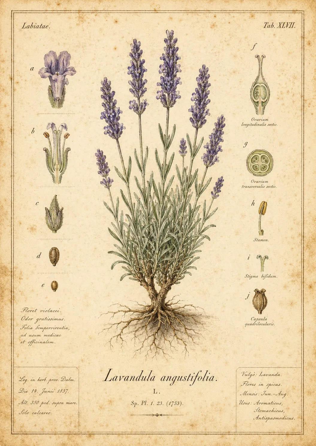 Prancha botânica de lavanda
